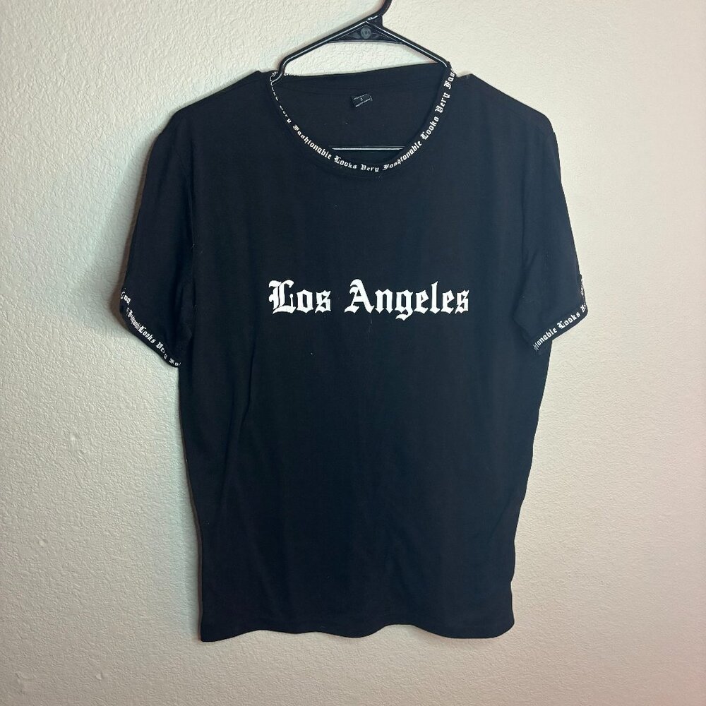 Los Angeles Black Newspaper Print Shirt